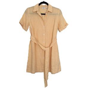 Aritzia Shirt Dress Womens XS White Yellow Linen Gingham Check Mini Eleta Spring